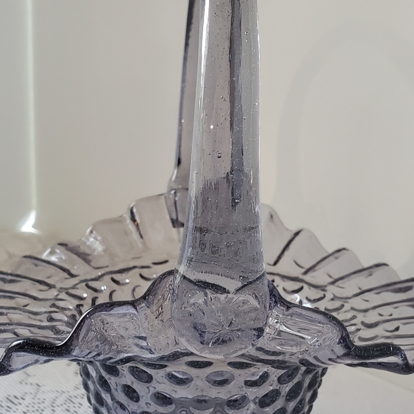 Antique Fenton Hobnail Purple Amethyst Glass Basket Ruffle 7.25" Violet - Picture 8 of 10